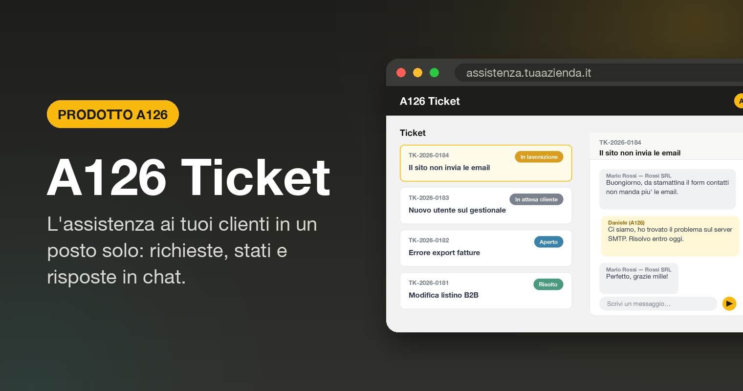 A126 Ticket - gestionale di assistenza clienti personalizzato per aziende